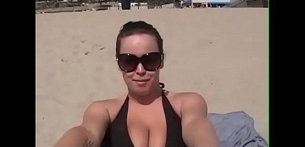  Sexy Plump Pornstar Brandy Talore Flashes at the Beach